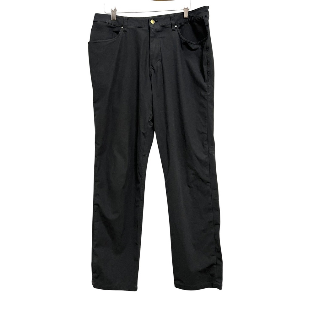 Lululemon ABC Pant Mens 34 Dark Gray Warpstreme Slim Straight Five Pocket Tech